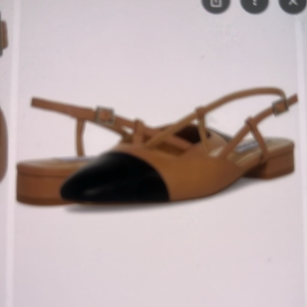 Women's Tan and Black Strappy Flats - Picture 5 of 5
